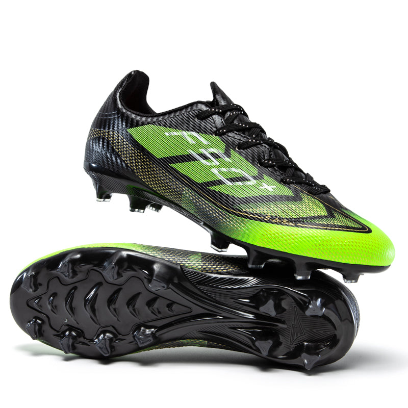 Low Cut AG Soccer Cleats, Lace-Up Fine Dot Textured Mesh F50+ Gradient Graphic Football Boots, Transparent Conical Hard Stud Lightweight Competition Cleats for Outdoor Long-Blade Artificial Turf Matches-Hxh-X2009