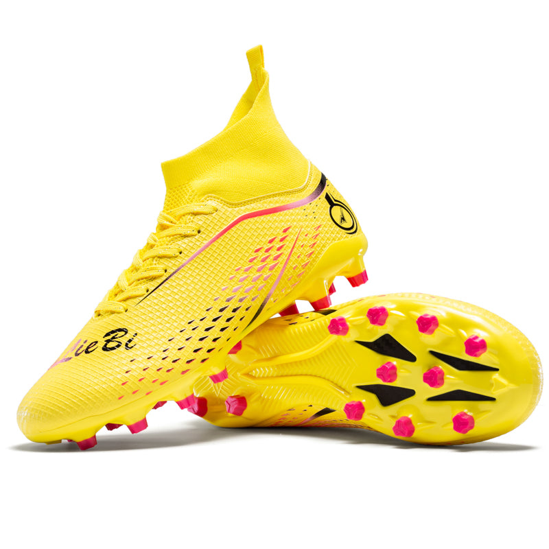 AG High-Top Soccer Cleats, Artificial Grass Football Boots, Breathable Knit Collar Training Sneakers for Synthetic Turf-Yinzu-x2410