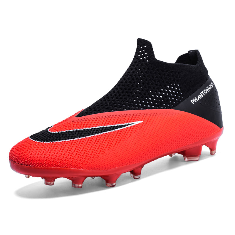 Youth Adult Slip-On AG  Soccer Cleats, High Sock Knit Mesh Laceless Football Boots, Breathable Long Studs Soccer Shoes for Natural & Artificial Grass for Boys Girls Men Women-zhongzu-2090-1