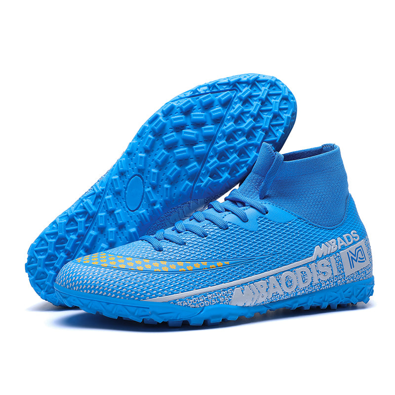 Turf Football Shoes,TF High-Top Soccer Cleats,  Breathable Knit Collar Training Sneakers for Artificial Grass-Yinzu1313