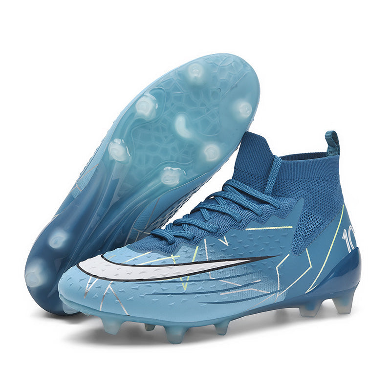 High Sock AG  Soccer Cleats, Lace-Up 3D Dot Textured Geometric Line Synthetic Football Boots, Number 10 Swoosh Logo Lightweight Competition Athletic Shoes for Outdoor Long-Blade Artificial Turf Matches-zusheng-X801-2