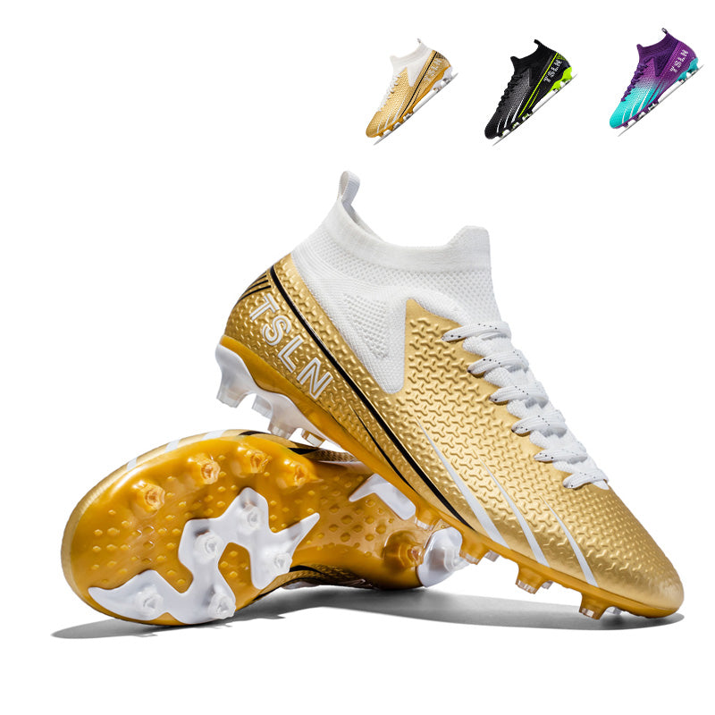 AG TSLN High-Top Soccer Cleats, Artificial Grass Football Boots, Breathable Knit Collar Training Sneakers for Synthetic Turf (Multiple Colors)-Yinzu-F888