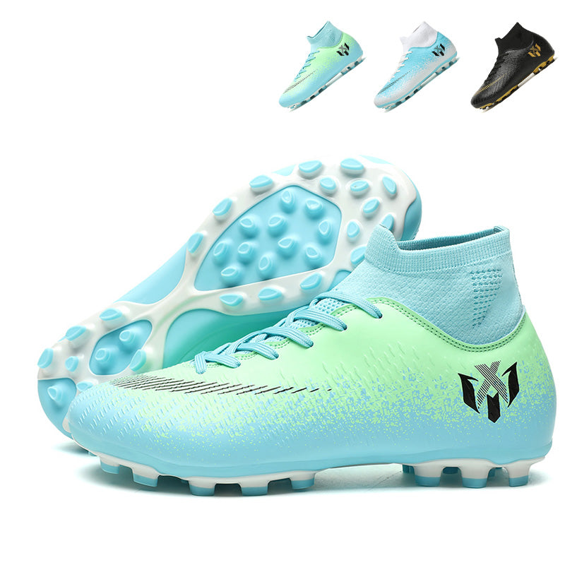 Hight Sock AG  Soccer Cleats, Lace-Up Embossed Dot Gradient Synthetic Football Boots, Abstract X Logo Lightweight Speed Athletic Shoes for Outdoor Long-Blade Synthetic Turf Competitive Matches-zusheng2518-1