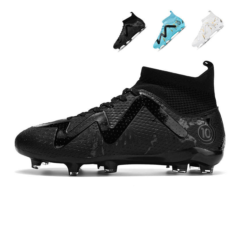 Artificial Grass Soccer Cleats, Hight-Top Sock Ankle Football Boots with W-Shaped Graphic& Number 10 Print, Marble Texture Breathable Athletic Shoes for Outdoor Synthetic Turf-zusheng-X2312-1