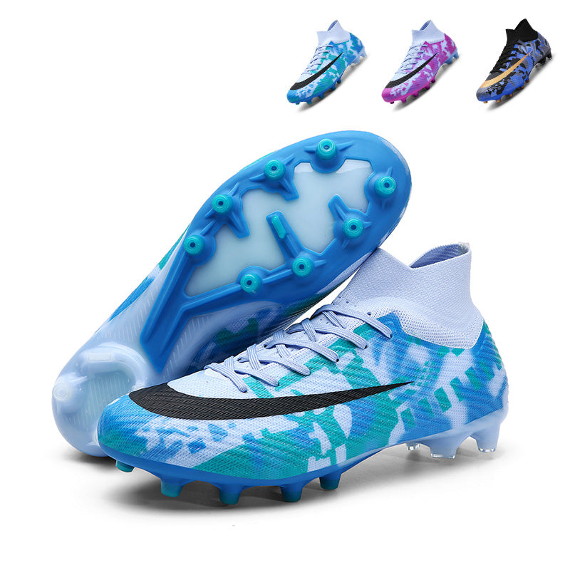 High Sock AG  Soccer Cleats, Lace-Up Gradient Camo Knit Synthetic Football Boots, Swoosh Logo Lightweight Speed Competition Athletic Shoes for Outdoor Long-Blade Artificial Turf Matches-zusheng-X803
