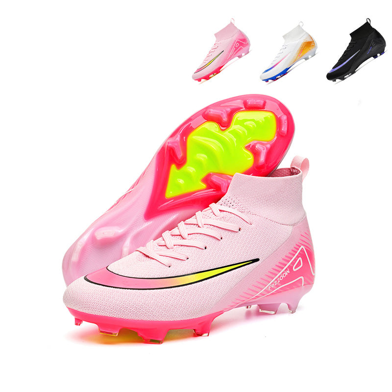 AG Artificial Grass Soccer Cleats, High-Top Sock Ankle Football Shoes with Gradient Print, Breathable Athletic Boots for Outdoor Synthetic Turf-Hxh666
