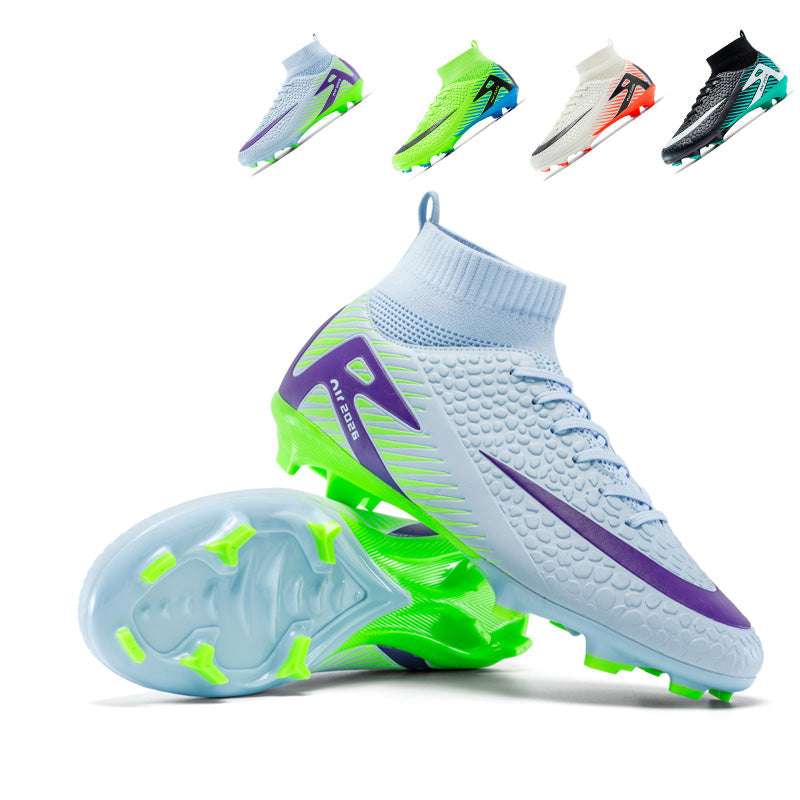 Artificial Grass Soccer Cleats, Hight-Top Sock Ankle Lace-Up Air 2026 Football Boots, Bubble Embossed Swoosh Athletic Shoes for Outdoor Long-Blade Synthetic Turf Matches-zusheng2602Z-1