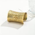 Antique Gold Silver Tone Embossed Floral Wrist Cuff Wrap Wide Bangle
