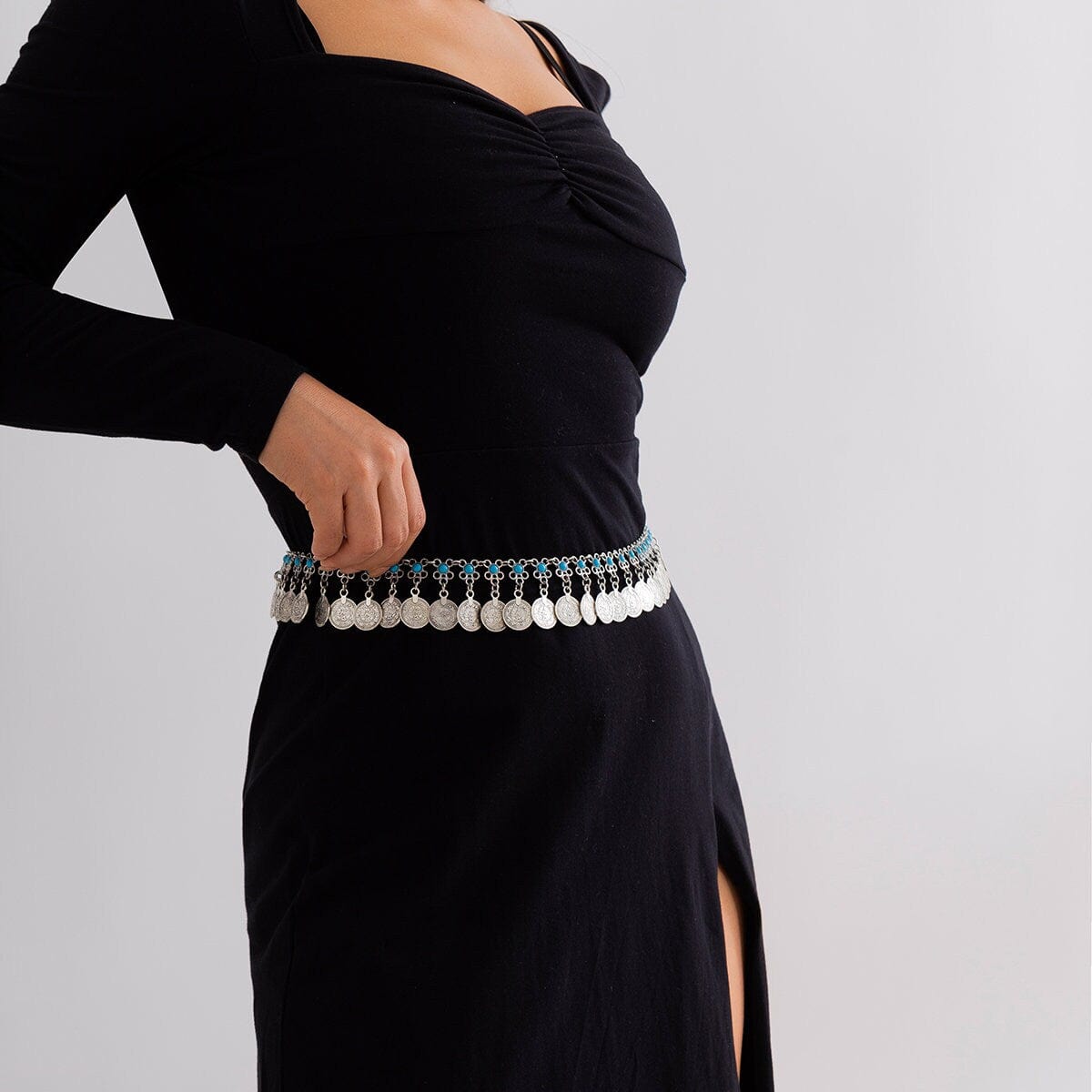 Antique Round Disk Tassel Turquoise Waist Chain
