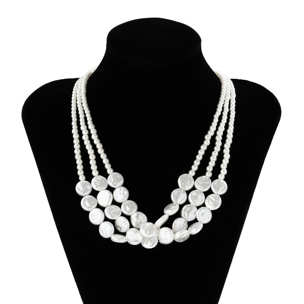 Baroque Layered Pearl Chain Choker Necklace