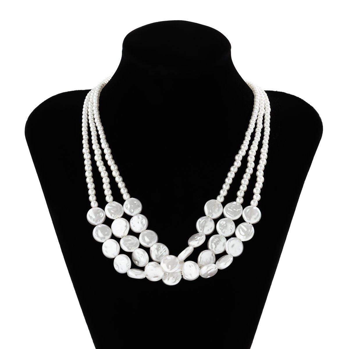 Baroque Layered Pearl Chain Choker Necklace