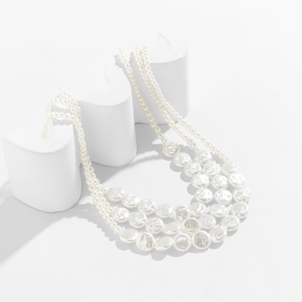 Baroque Layered Pearl Chain Choker Necklace