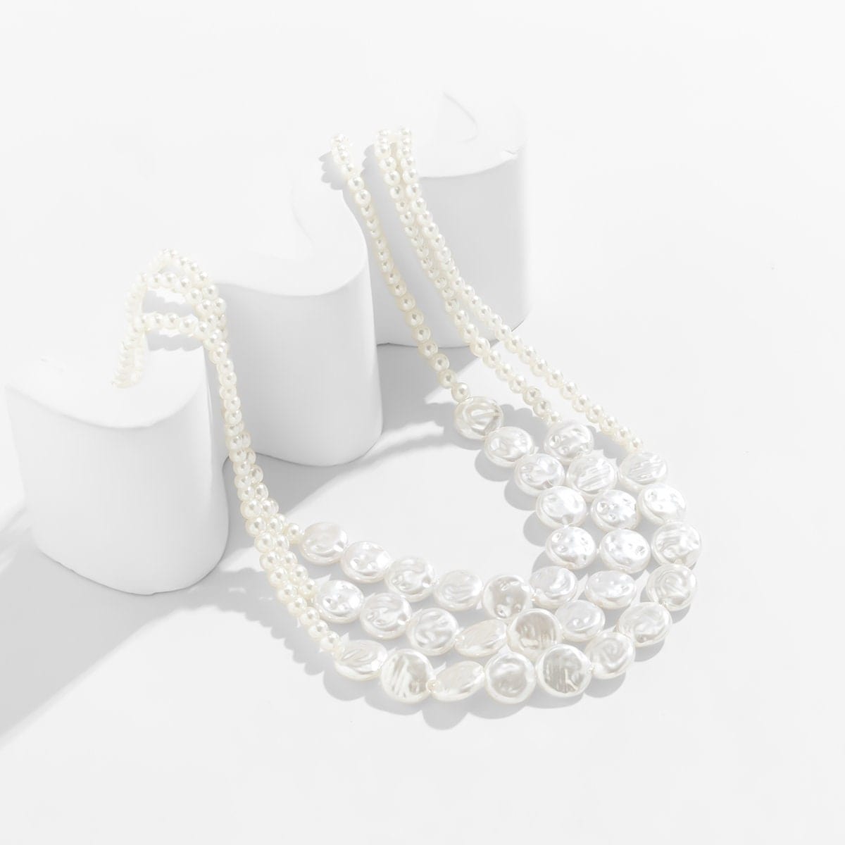 Baroque Layered Pearl Chain Choker Necklace