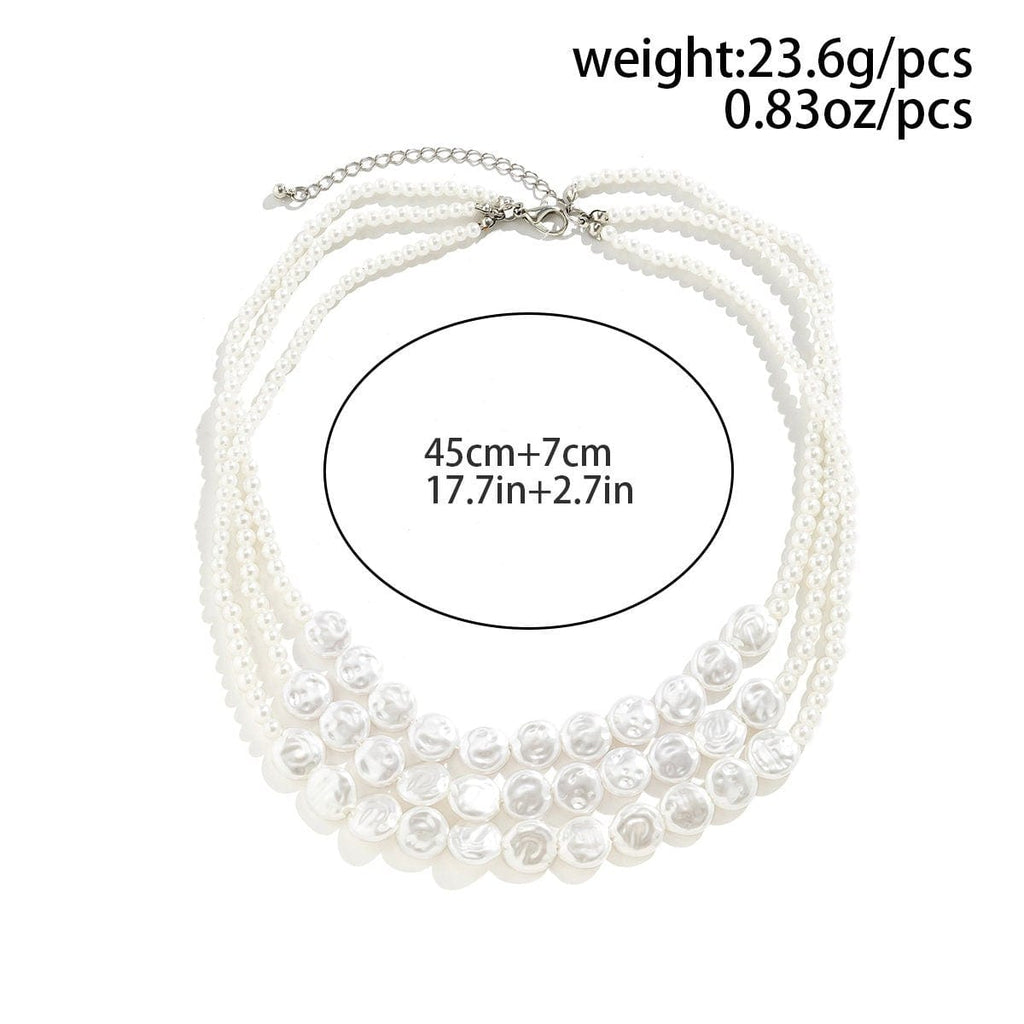 Baroque Layered Pearl Chain Choker Necklace
