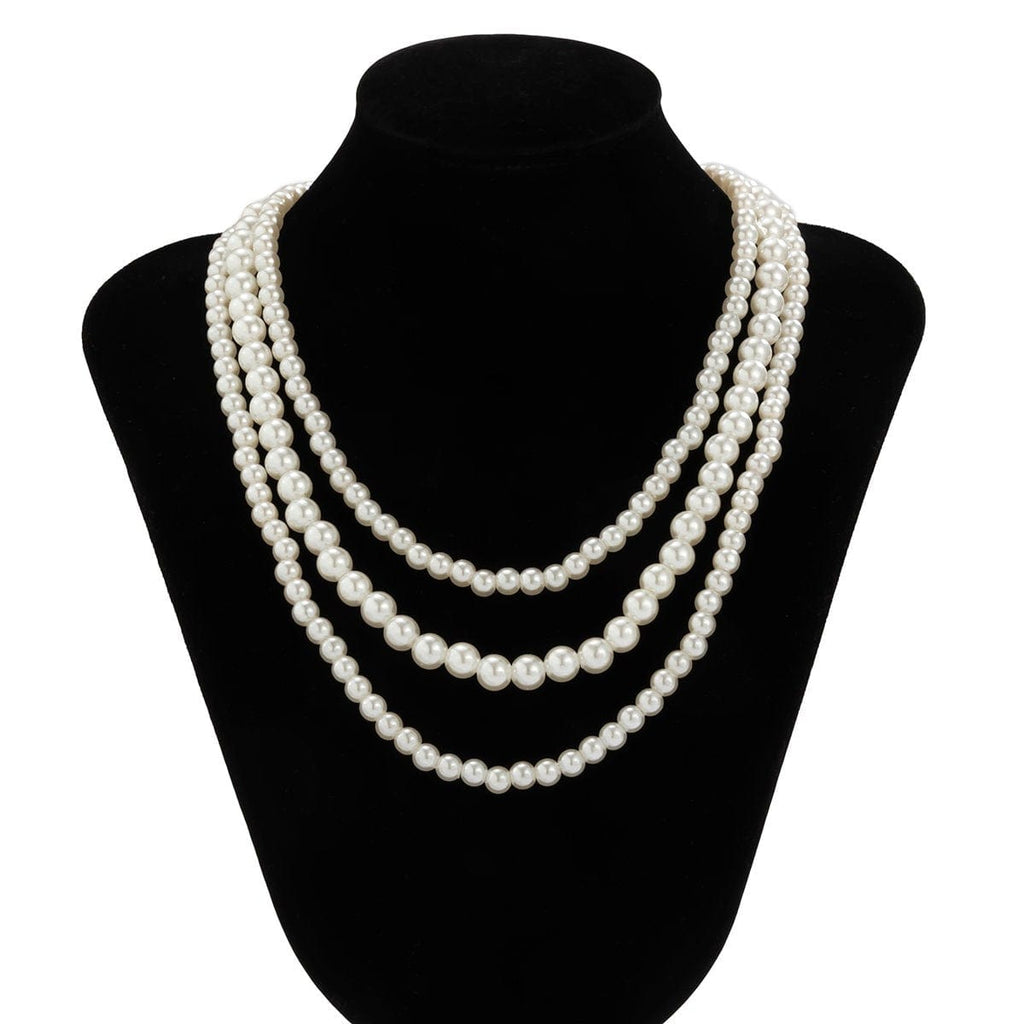 Baroque Layered Pearl Chain Choker Necklace Set