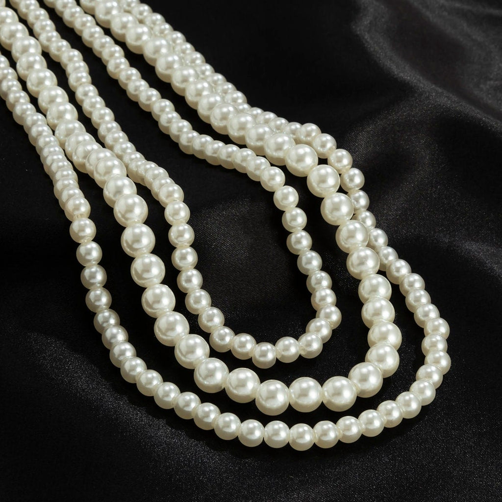 Baroque Layered Pearl Chain Choker Necklace Set