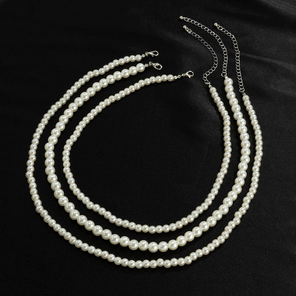 Baroque Layered Pearl Chain Choker Necklace Set