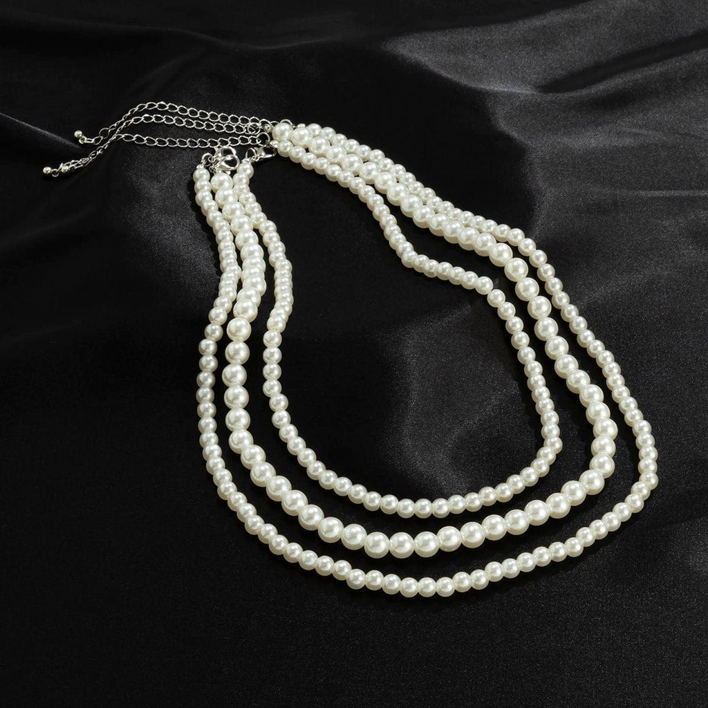 Baroque Layered Pearl Chain Choker Necklace Set