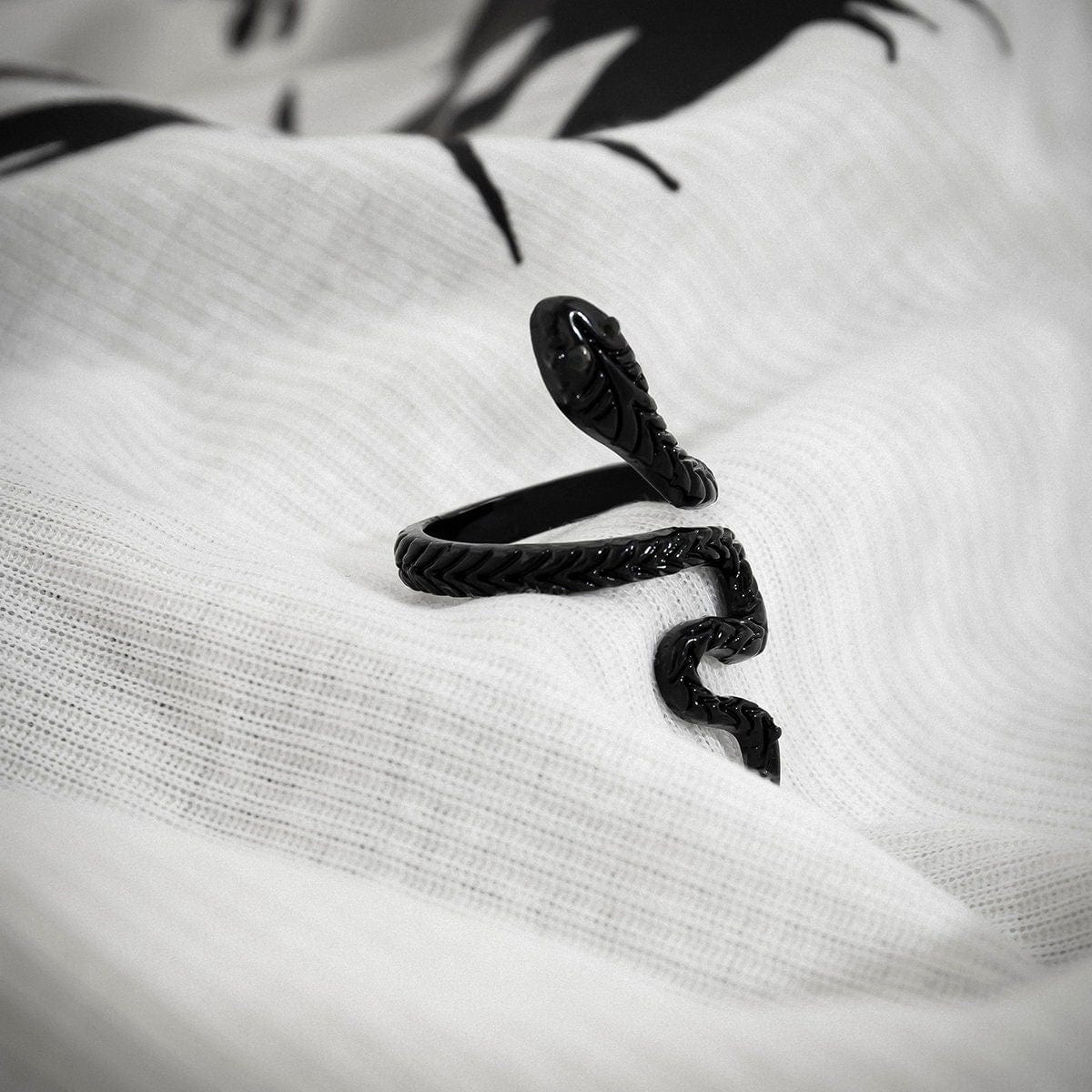 Black Enamel Snake Statement Ring