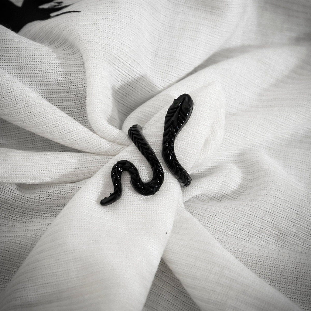 Black Enamel Snake Statement Ring