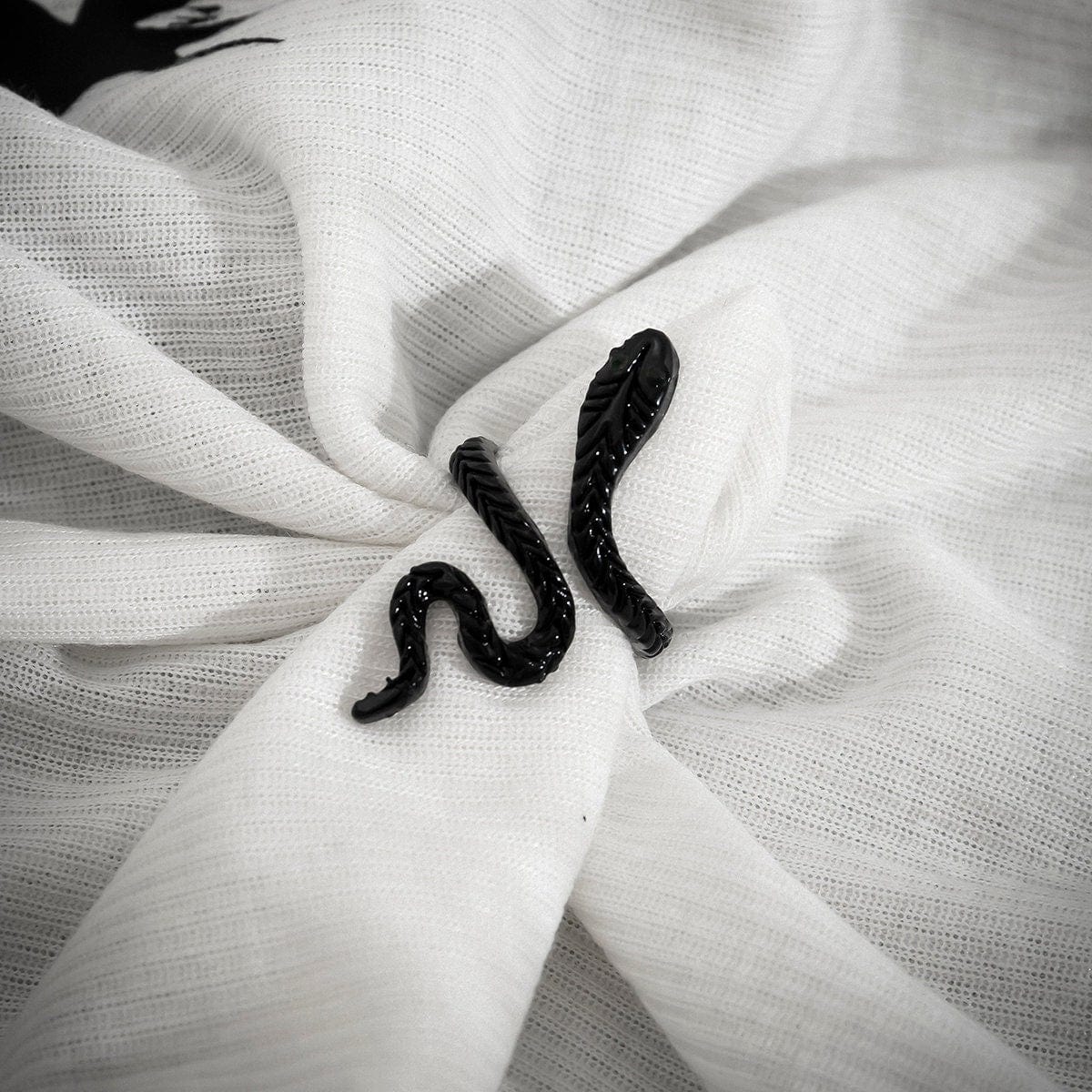 Black Enamel Snake Statement Ring