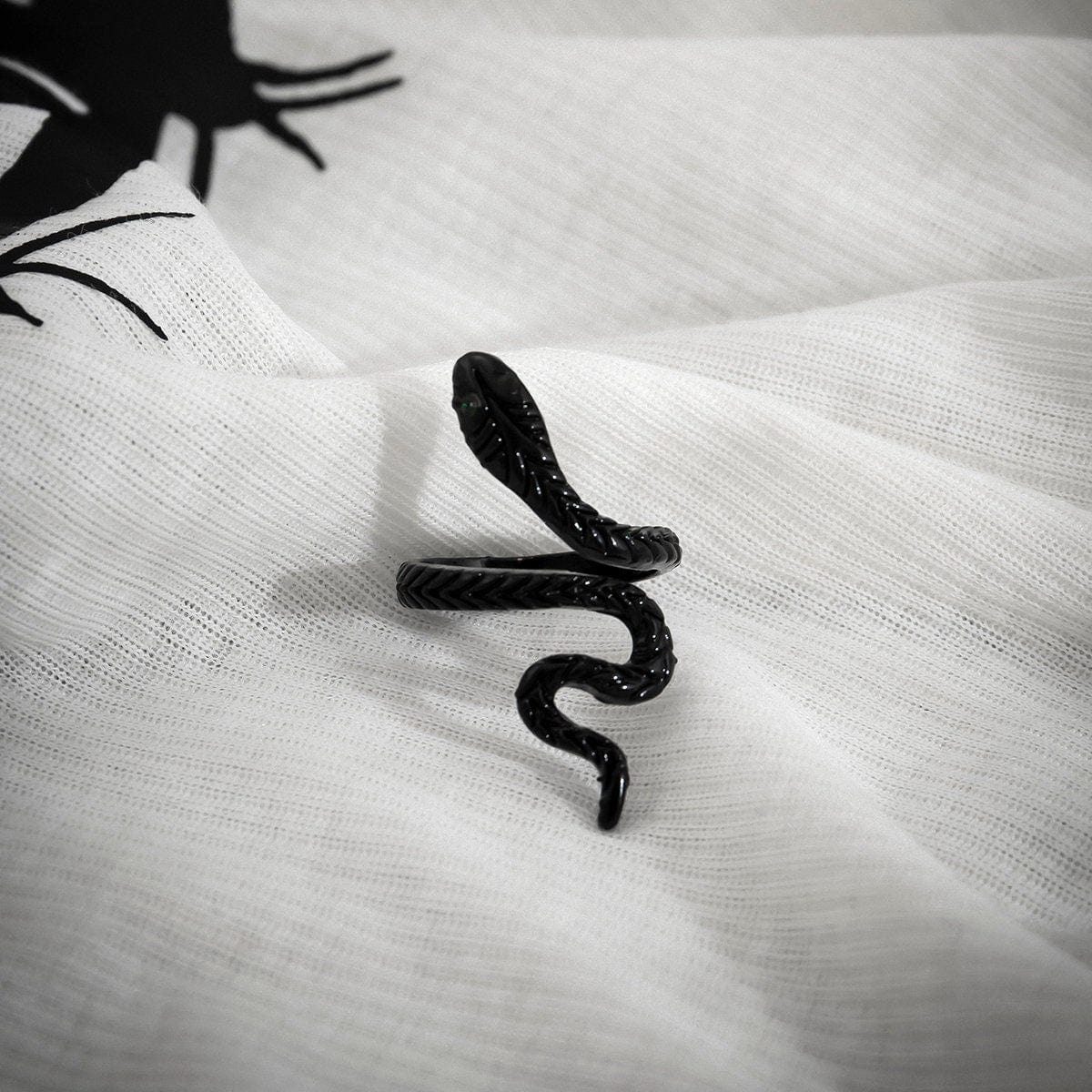 Black Enamel Snake Statement Ring