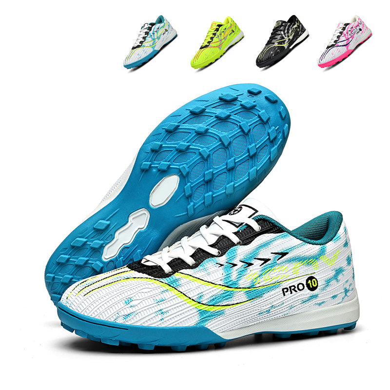 Low-Top TF Turf Soccer Cleats, Lace-Up Vertical Rib Woven PRO 10 Camo Print Football Shoes, Non-Marking Compact Short Stud Rubber Training Cleats for Indoor Hard Courts & Short Artificial Turf-zusheng671