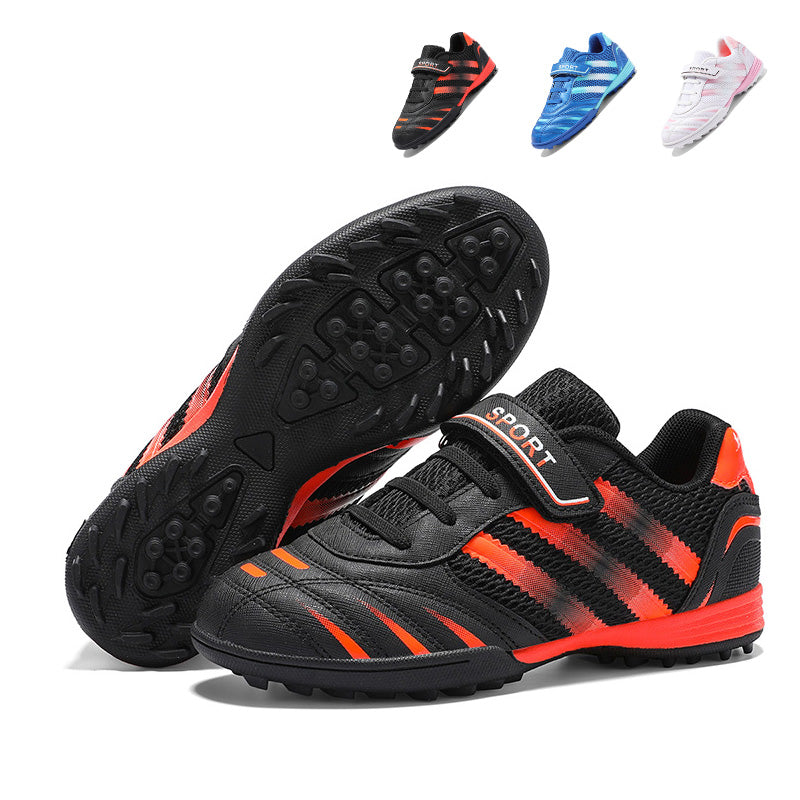 TF Turf Soccer Cleats, Breathable Mesh Football Shoes with Adjustable Velcro Strap, Boys Girls Outdoor Training Soccer Shoes for Artificial Grass-chuanghai668