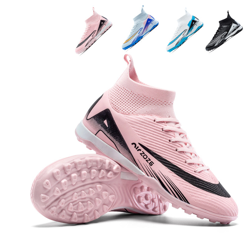 High-Top TF Soccer Cleats - Turf Football Boots, Breathable Sock Collar Athletic Soccer Shoes, Non-Slip Spikes Training Sneakers for Youth & Adults -Yinzu2601Z