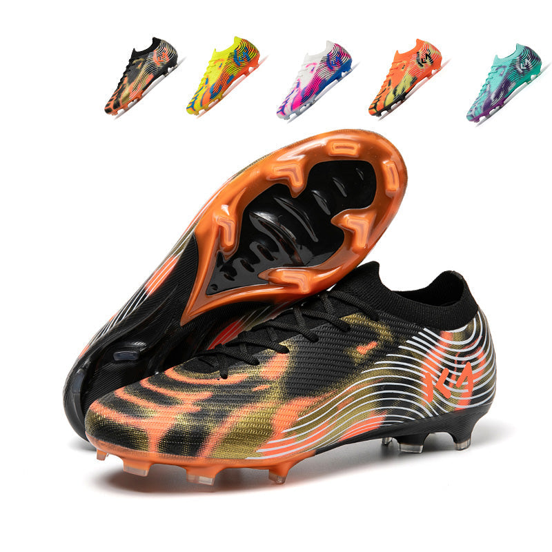 &nbsp;AG Artificial Grass Soccer Cleats, Low-Top Knit Football Shoes with Graffiti Gradient Print, Breathable Athletic Boots for Synthetic Turf-Hxh819
