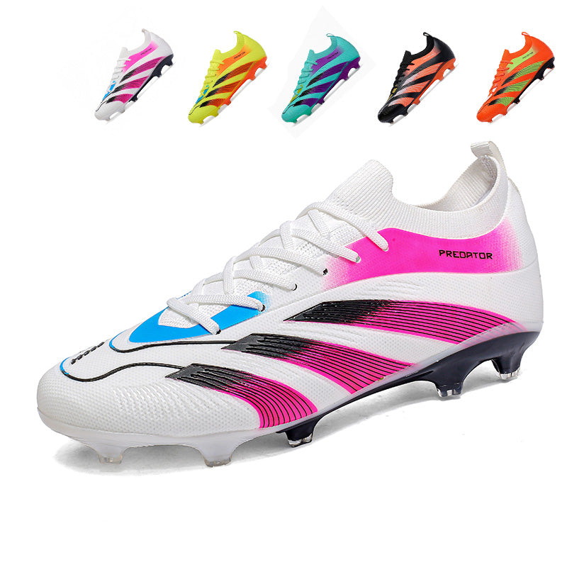 Artificial Grass  Soccer Cleats, low-Top Sock Ankle Lace-Up Gradient Three Stripe Football Boots, Textured Control Athletic Shoes for Outdoor Long-Blade Synthetic Turf Matches-zusheng605