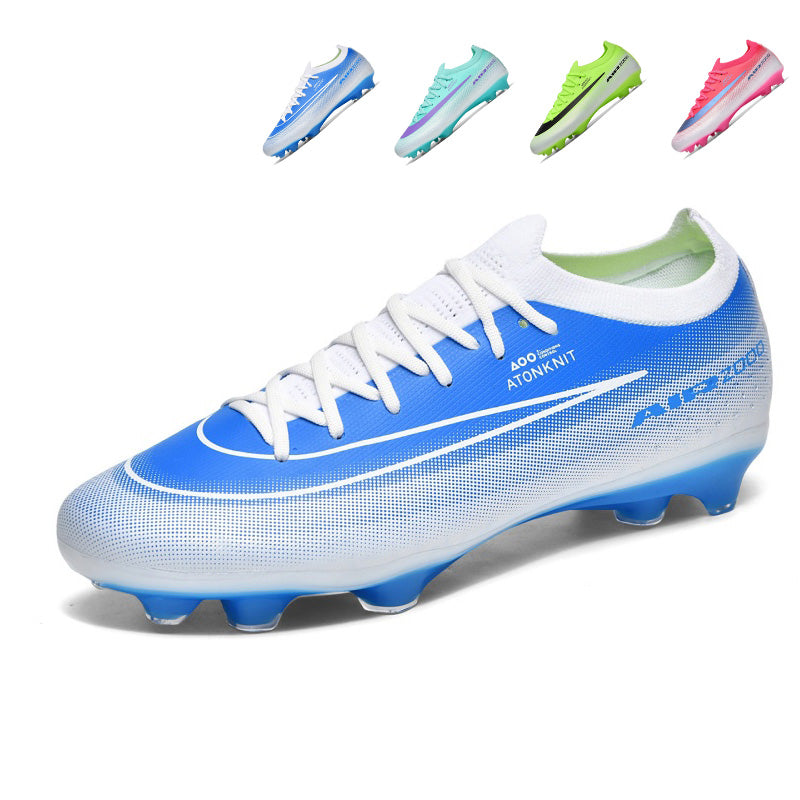 Low Sock Knit AG  Soccer Cleats, Lace-Up AtonKnit Dot Gradient Mesh Football Boots, Large Contrast Swoosh AIR2000 Logo Transparent Conical Stud Competition Cleats for Outdoor Long-Blade Artificial Turf Matches-Yinzu-T40