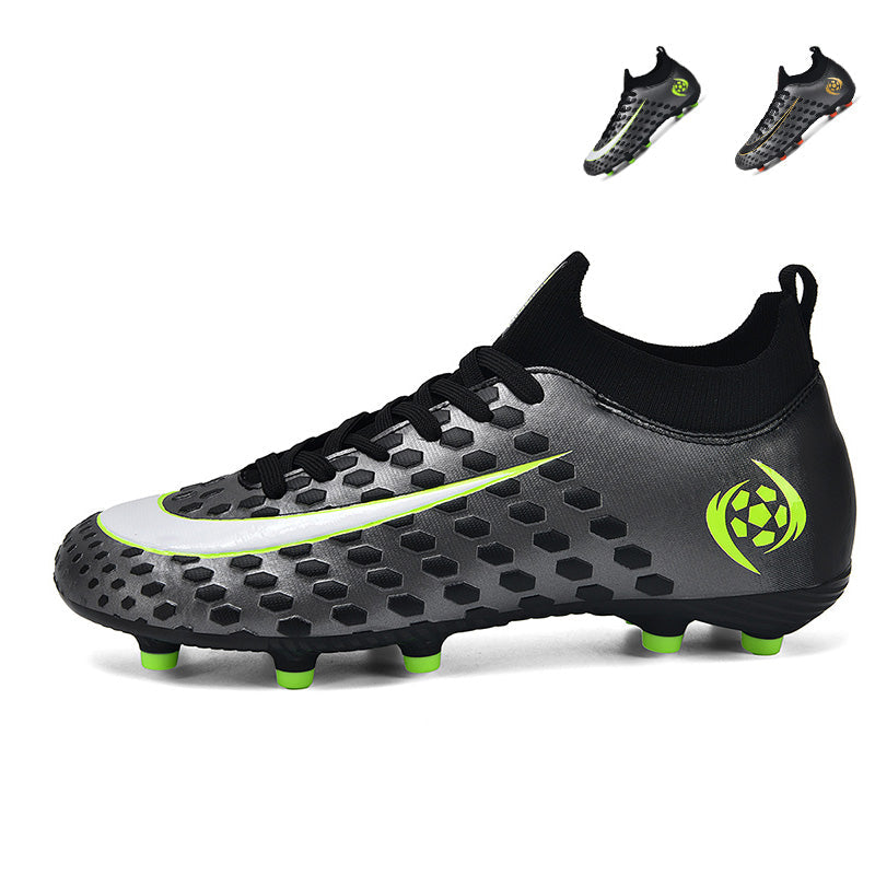 AG Artificial Grass Soccer Cleats, Mid-Top Honeycomb Print Football Shoes, Anti-Slip Athletic Boots for Synthetic Turf-Hxh2611F