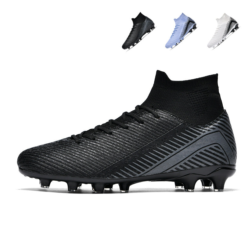 AG Artificial Grass Soccer Cleats, High-Top Knit Football Shoes with Gradient Geometric Print, Breathable Athletic Boots for Synthetic Turf-Hxh9909