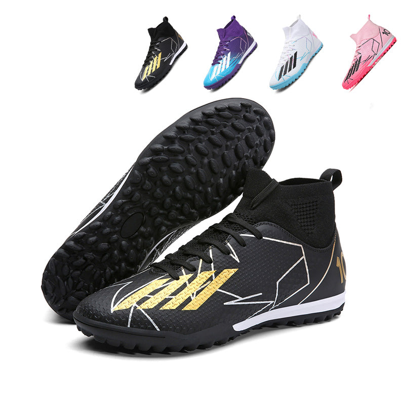 Turf Soccer Cleats, Mid-Top Sock Ankle Football Shoes with Geometric Number 10 Print, Breathable Textured Athletic Boots for Indoor Courts& Artificial Turf-Hxh2501H-3