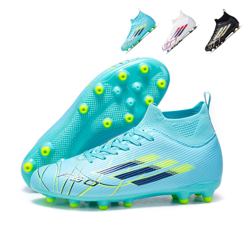 Artificial Grass Soccer Cleats, Hight-Top Sock Ankle Football Boots, Breathable Knit Athletic Shoes for Outdoor Synthetic Turf-Hxh093