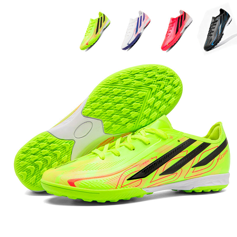 Low Cut TF Turf Soccer Cleats, Lace-Up  Micro Rib Synthetic Football Boots, Gradient F50 Three Stripes Non-Marking Grid Rubber Training Shoes for Indoor Hard Courts & Short Artificial Turf-Yinzu2628-1