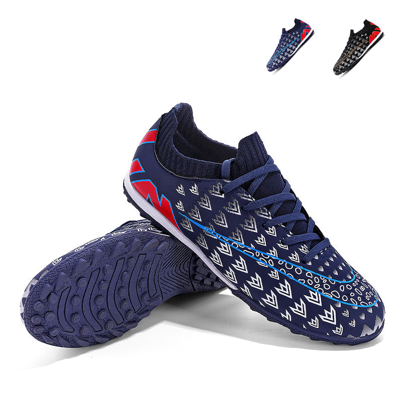 TF Turf Soccer Cleats, Sock‑Collar Lace‑Up Turf Football Boots, Pattern‑Print Textured Synthetic Upper, TF‑Stud Outdoor Soccer Shoes for Adult & Youth Short Artificial Turf Training & Matches-xile23003
