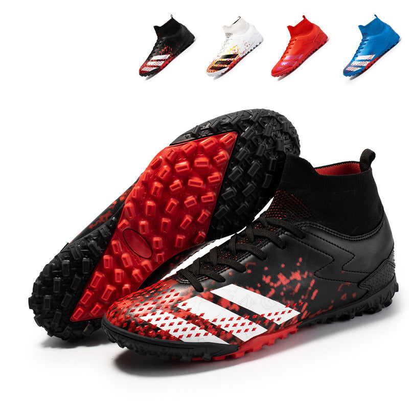 Hight Sock TF Turf Soccer Cleats, Lace-Up Soft Microfiber Dot Friction Football Boots, Gradient Splash Knit Sock Ankle Lightweight Training Athletic Shoes for Indoor Hard Courts & Short Artificial Turf-zusheng2088