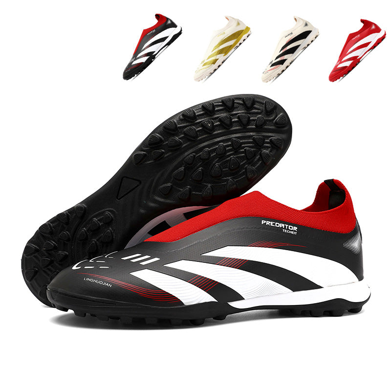 TF Laceless Predator Style Soccer Cleats, Turf Football Shoes, Breathable Sock Collar Training Sneakers for Artificial Grass (Multiple Colors)-Yinzu-J25